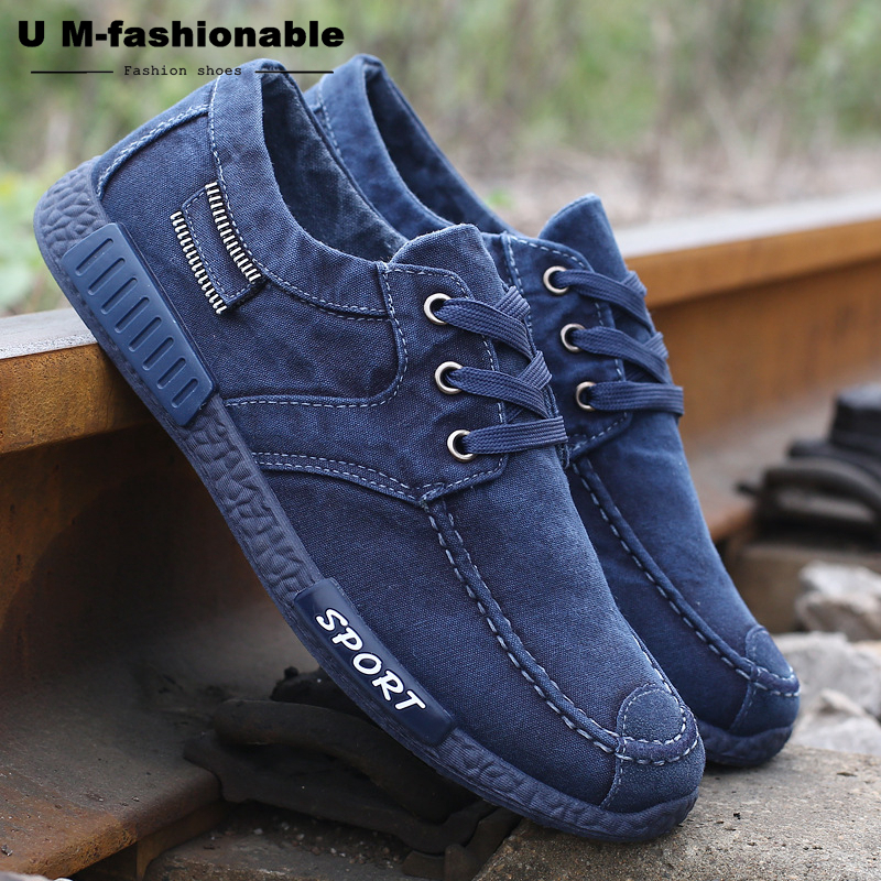 Men Shoes Denim Lace-Up Men Casual Shoes Breathable Male Canvas Footwear