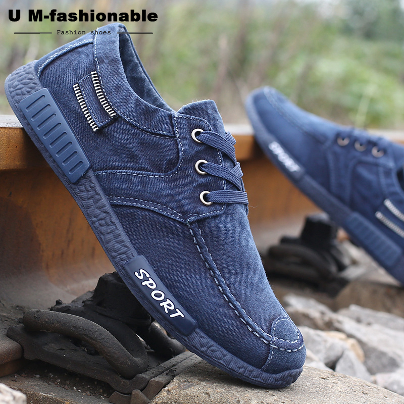 Men Shoes Denim Lace-Up Men Casual Shoes Breathable Male Canvas Footwear