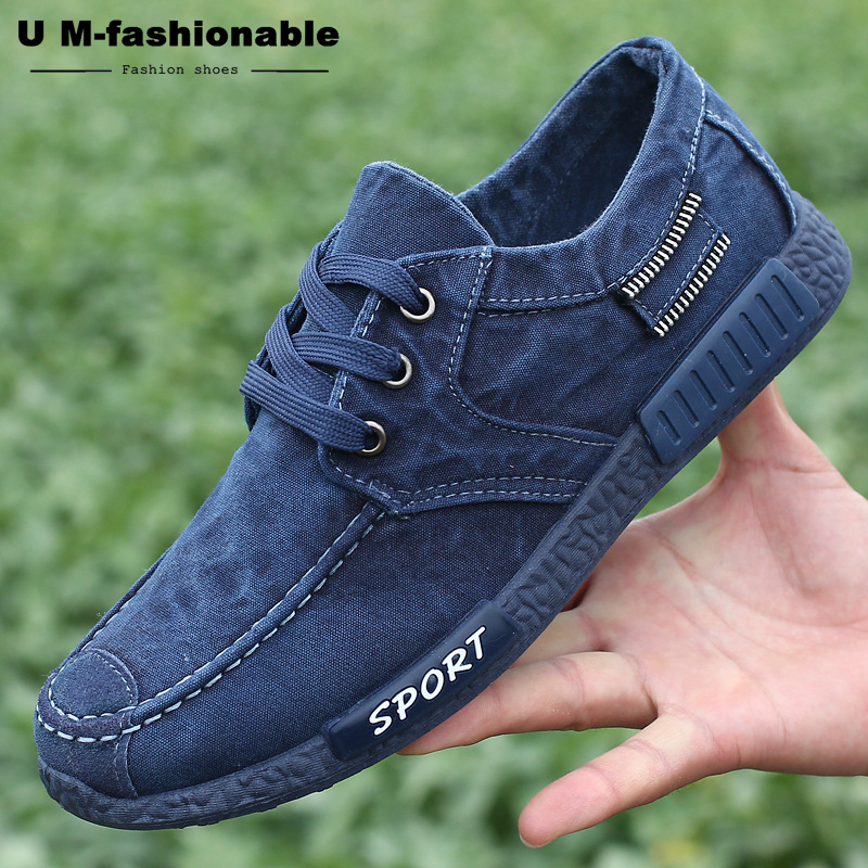 Men Shoes Denim Lace-Up Men Casual Shoes Breathable Male Canvas Footwear
