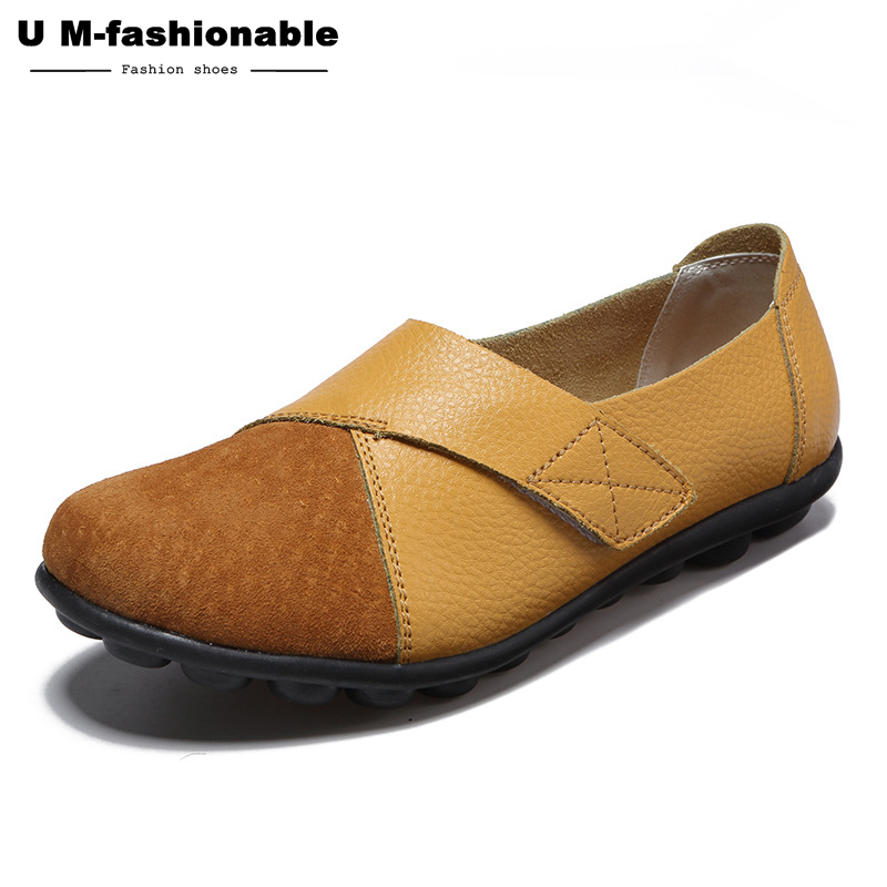 Women&apos;s Shoes Leather Casual Round Toe Moccasins Comfort Driving Loafers Comfort Walking Flat Shoes