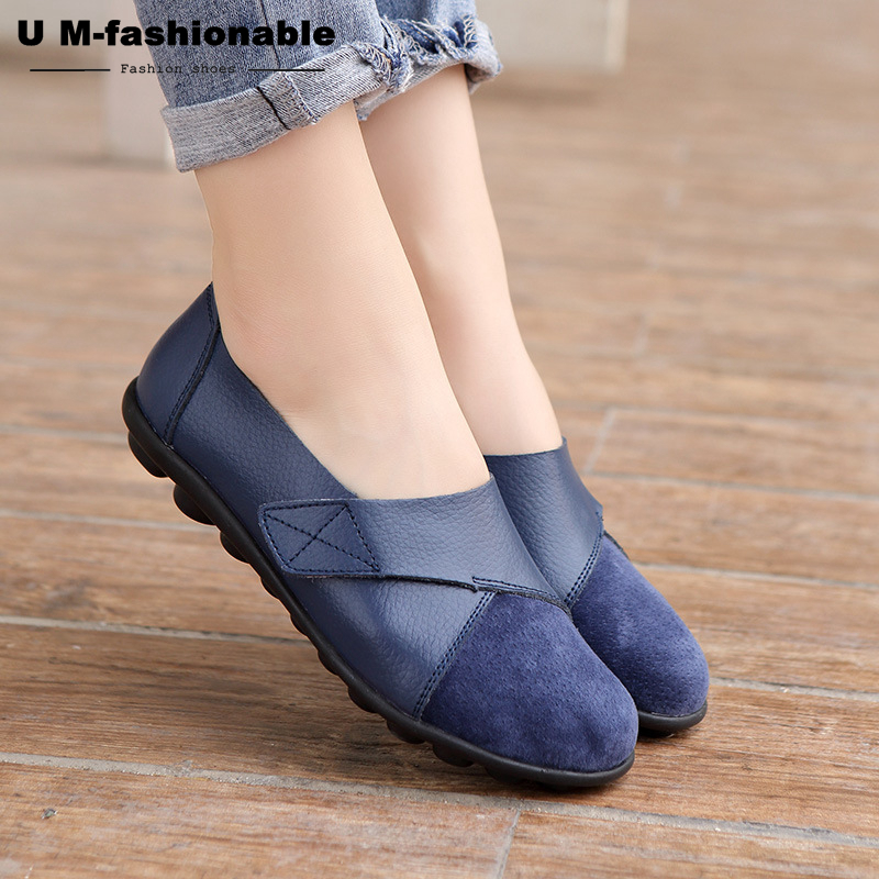 Women&apos;s Shoes Leather Casual Round Toe Moccasins Comfort Driving Loafers Comfort Walking Flat Shoes