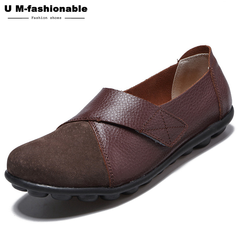 Women&apos;s Shoes Leather Casual Round Toe Moccasins Comfort Driving Loafers Comfort Walking Flat Shoes