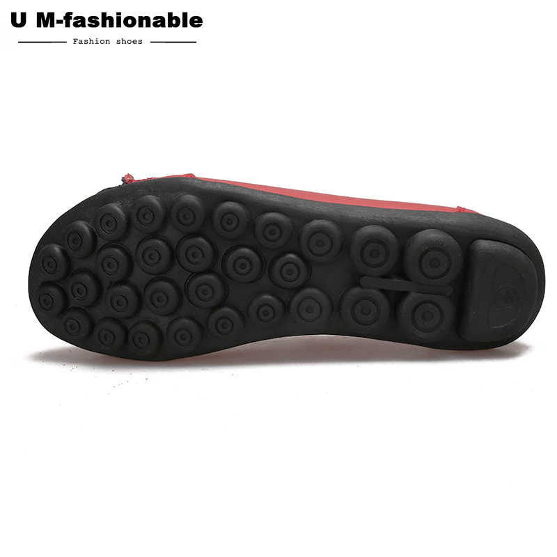 Women Retro Flats Shoes Flower Genuine Leather Slip on Black Moccasins