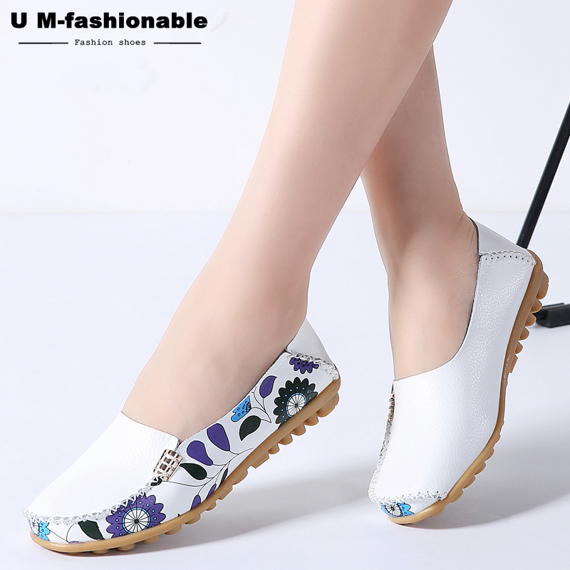 Women Flats Genuine Leather Shoes Slip on Ballet Flats Ballerinas Moccasins Loafers Shoes