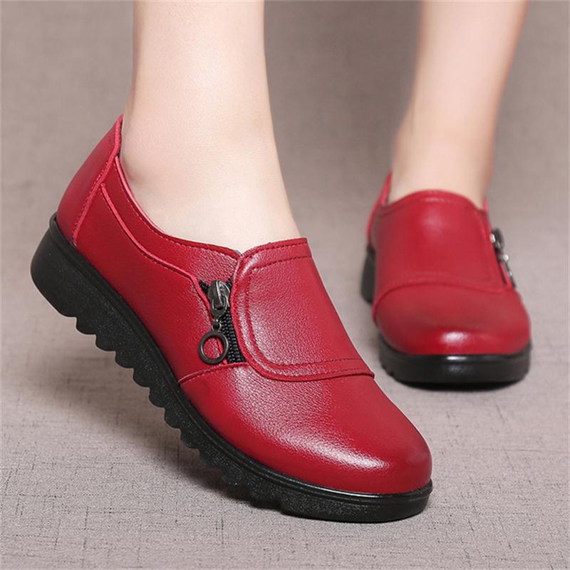 Women Leather Flats Shoes Woman Casual Non-Slip Shoes Female Handmade Soft Comfortable Shoes