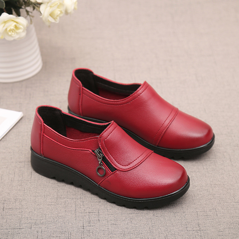 Women Leather Flats Shoes Woman Casual Non-Slip Shoes Female Handmade Soft Comfortable Shoes