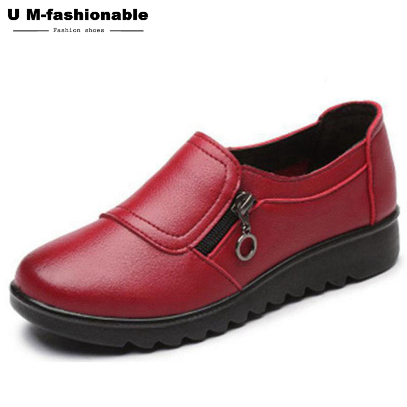 Women Leather Flats Shoes Woman Casual Non-Slip Shoes Female Handmade Soft Comfortable Shoes