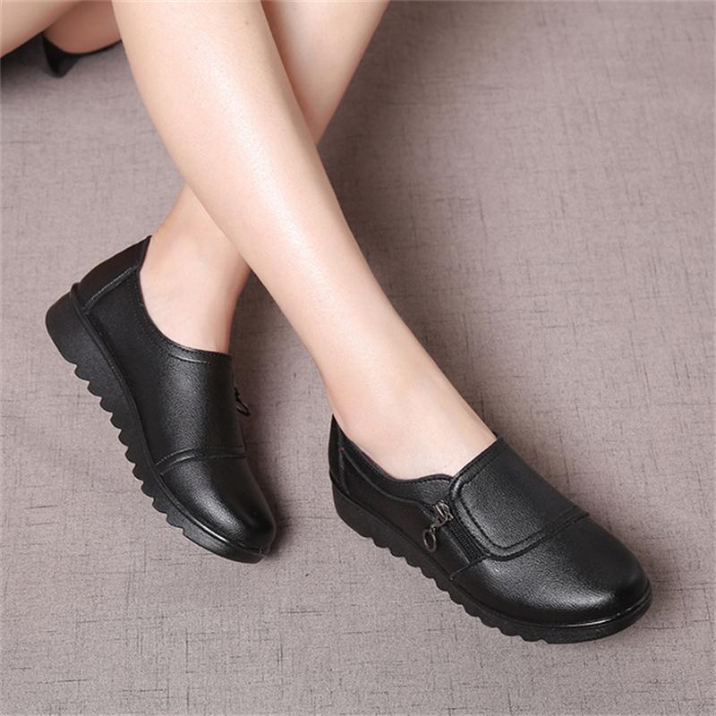 Women Leather Flats Shoes Woman Casual Non-Slip Shoes Female Handmade Soft Comfortable Shoes