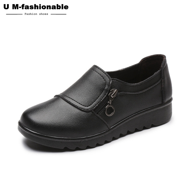 Women Leather Flats Shoes Woman Casual Non-Slip Shoes Female Handmade Soft Comfortable Shoes