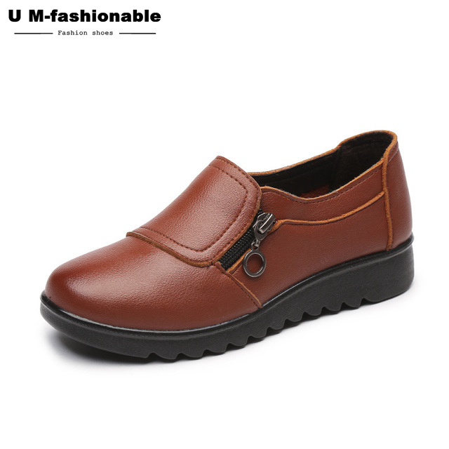 Women Leather Flats Shoes Woman Casual Non-Slip Shoes Female Handmade Soft Comfortable Shoes