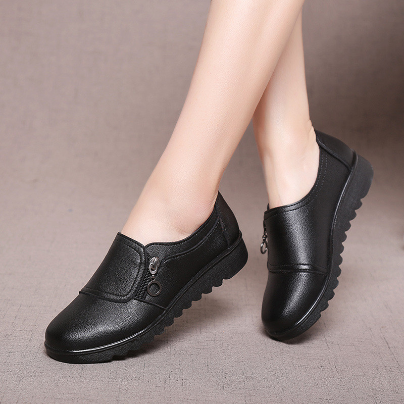 Women Leather Flats Shoes Woman Casual Non-Slip Shoes Female Handmade Soft Comfortable Shoes