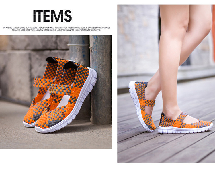 Women Flats Casual Sneakers Sandals Summer Breathable Comfortable Woven Shoes