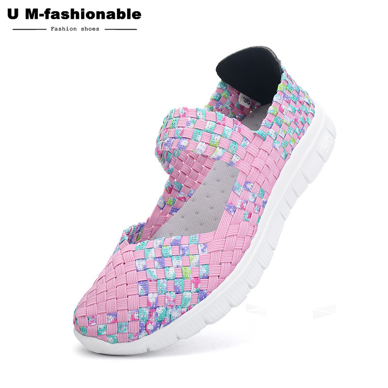 Women Flats Casual Sneakers Sandals Summer Breathable Comfortable Woven Shoes