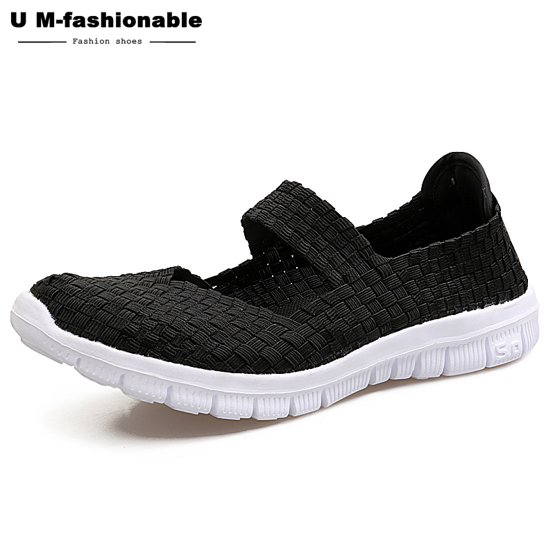 Women Flats Casual Sneakers Sandals Summer Breathable Comfortable Woven Shoes