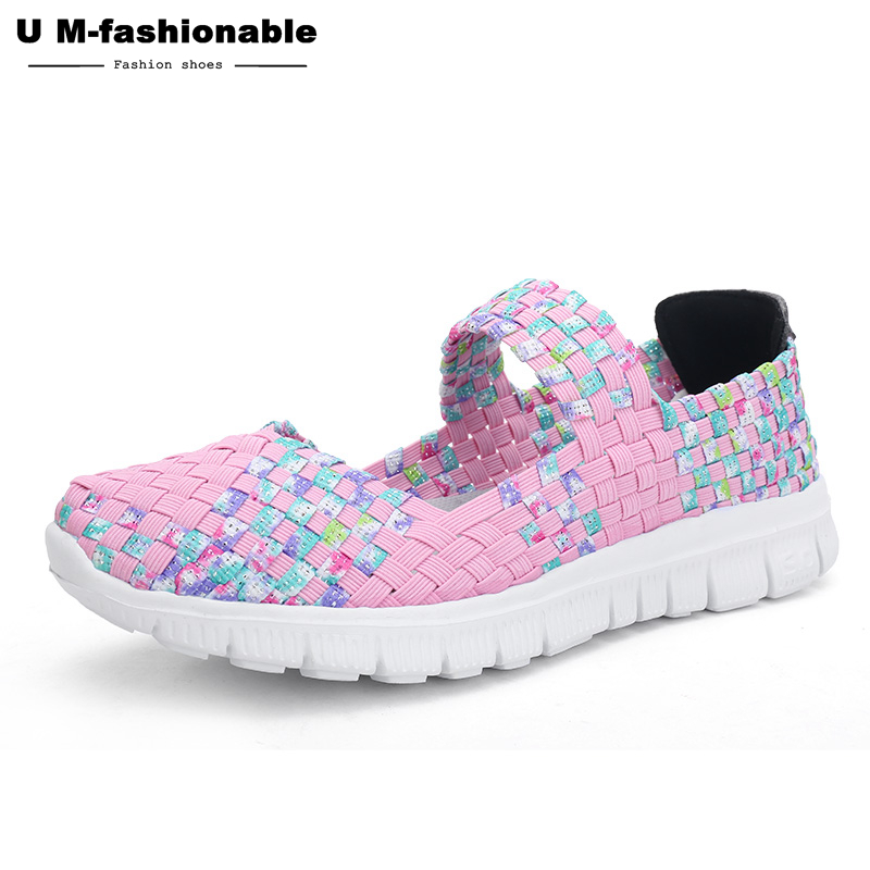 Women Flats Casual Sneakers Sandals Summer Breathable Comfortable Woven Shoes
