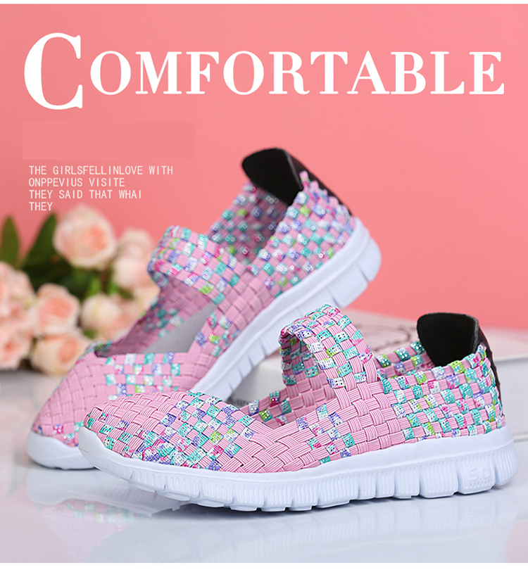 Women Flats Casual Sneakers Sandals Summer Breathable Comfortable Woven Shoes