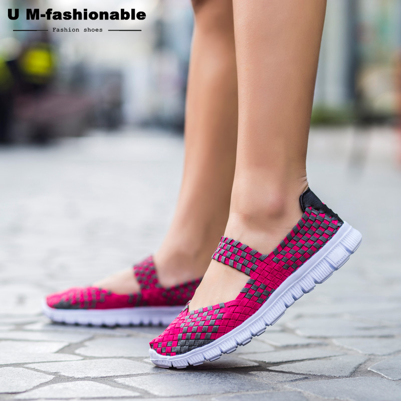 Women Flats Casual Sneakers Sandals Summer Breathable Comfortable Woven Shoes