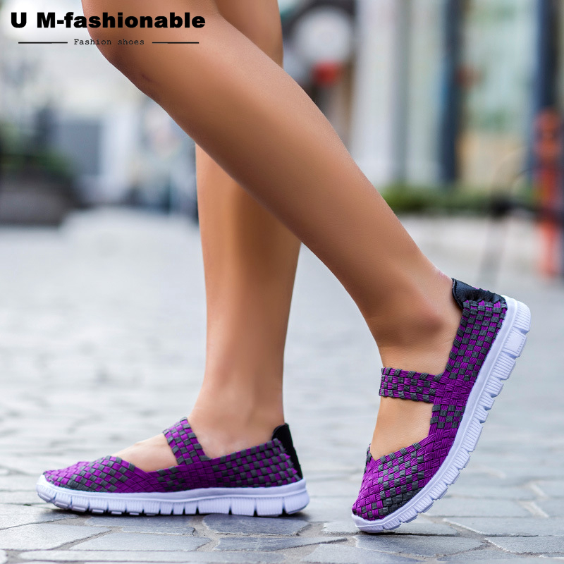 Women Flats Casual Sneakers Sandals Summer Breathable Comfortable Woven Shoes