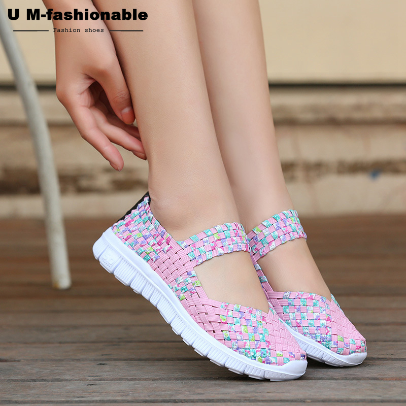 Women Flats Casual Sneakers Sandals Summer Breathable Comfortable Woven Shoes