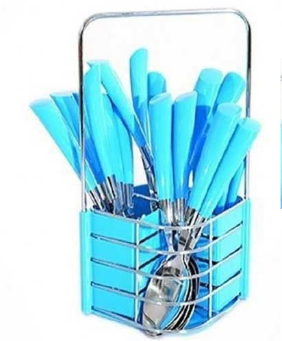 24 Pieces Cutlery Set With Caddy Blue 24 pieces