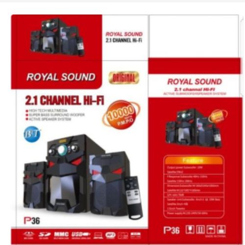 ROYAL SOUND  SPEAKER SYSTEM, BT/USB/SD/FM DIGITAL RADIO Black 10000W P.M.P.O 2.1 CHANNEL