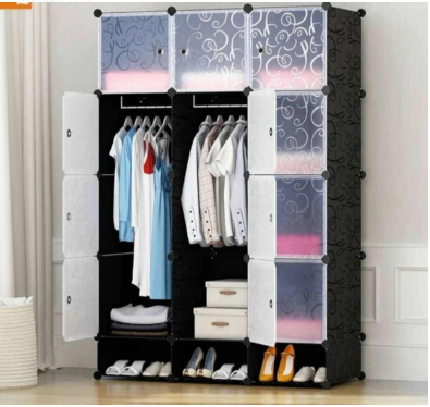 Portable 3 Column Plastic Wardrobe