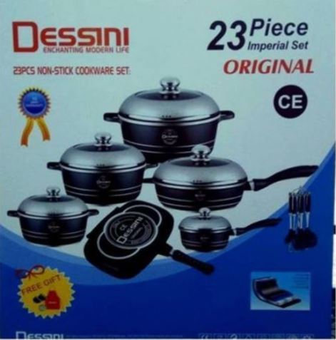 Dessini Durable Italian- 23 piece Non-Stick DieCast Cooking Pots
