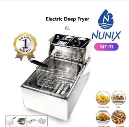 Nunix Single Commercial Electric Deep Fryer Stainless Steel Household Chips Frying Pan
