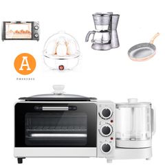 4 in 1 multifunctional breakfast machine  Coffee machine  frying pan  Baking oven Cookware WHITE