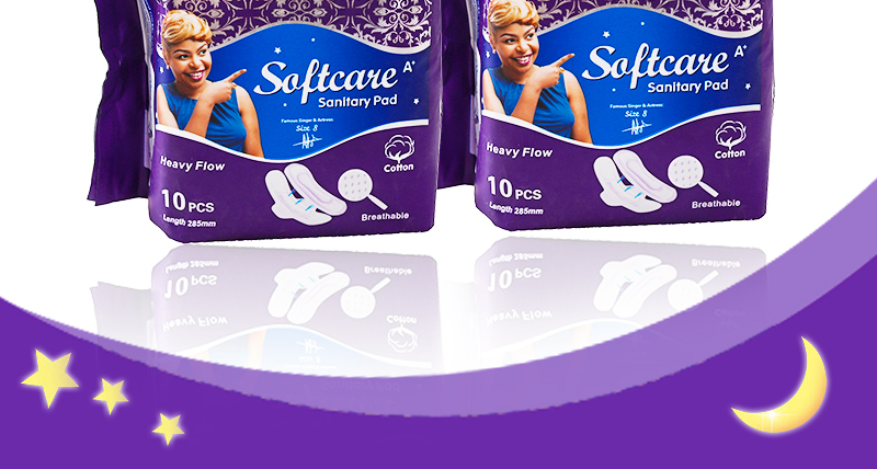 Softcare Sanitary Pad Breathable Cotton 285mm-10 Pads per Packet purple 2