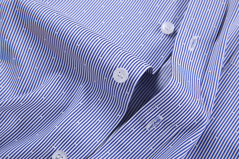Aidailu Men's Official Shirt Professional Wear Casual Business Work Cotton Polka Long-sleeve Striped Pattern Non-Iron Dress Shirt With Front Pocketclothe