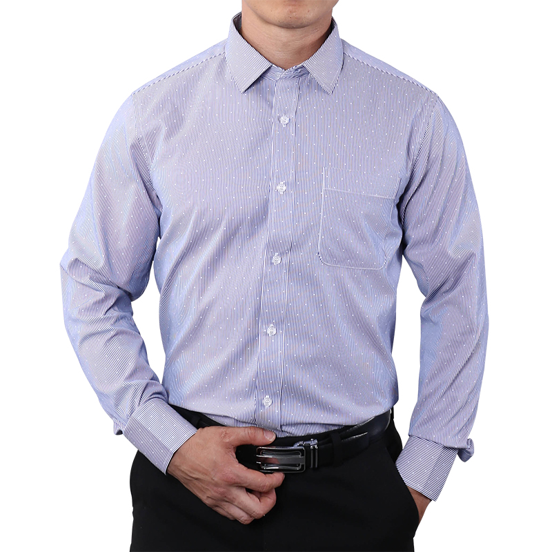 Aidailu Men's Official Shirt Professional Wear Casual Business Work Cotton Polka Long-sleeve Striped Pattern Non-Iron Dress Shirt With Front Pocketclothe