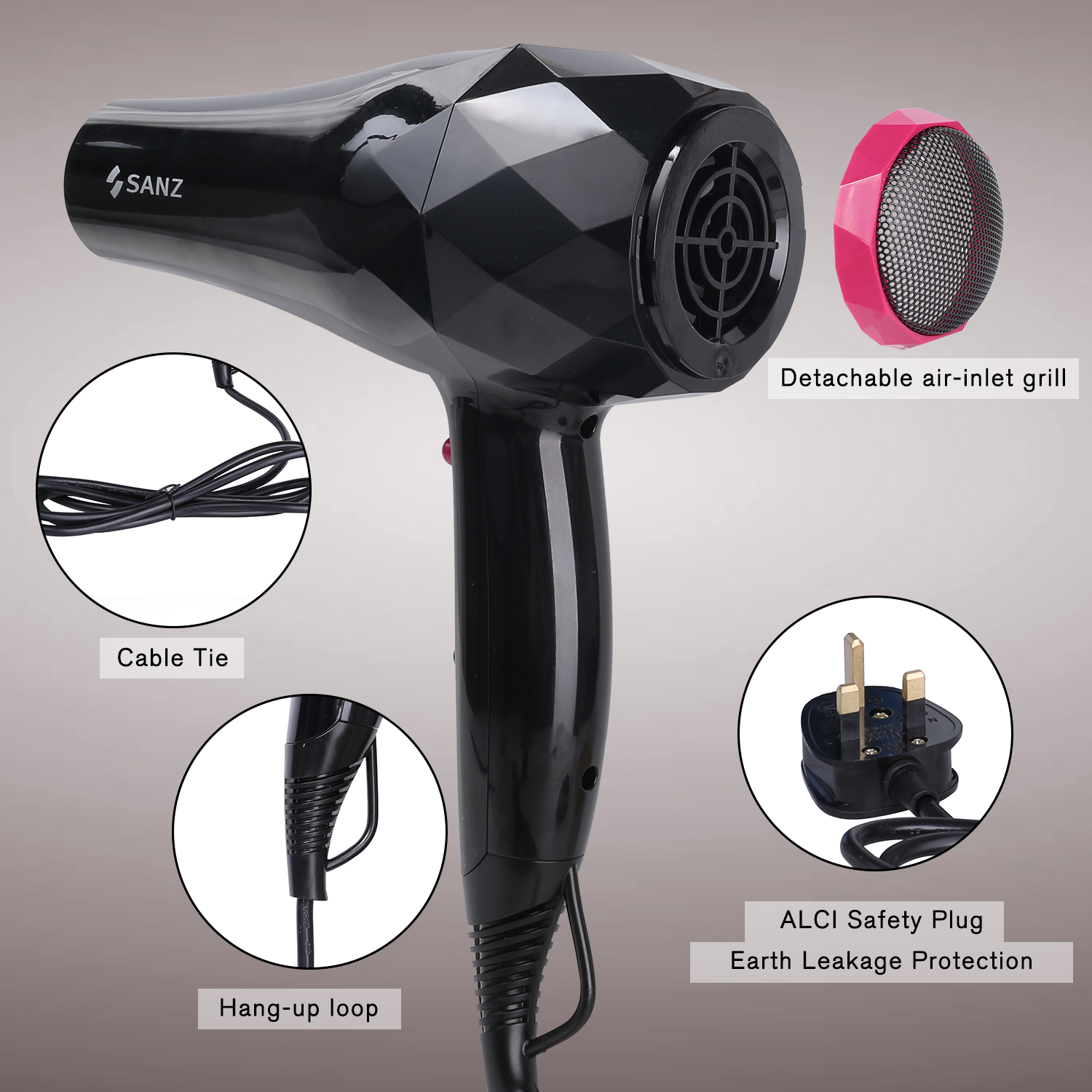 Achieve Salon-Quality Results With The SANZ 9010 Professional Hair Dryer Electric High-Power Salon Hair Blow Dry Does Not Hurt The Hair With Hot And Cold Air, A Must-have For Your Hair Care Ro