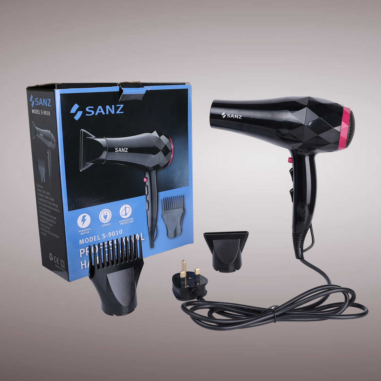 Achieve Salon-Quality Results With The SANZ 9010 Professional Hair Dryer Electric High-Power Salon Hair Blow Dry Does Not Hurt The Hair With Hot And Cold Air, A Must-have For Your Hair Care Ro