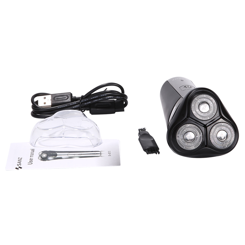 SANZ S- 8313 Electric Shaver Rotary Razor Men Cordless Beard shaving machine Wet Dry USB Rechargeable