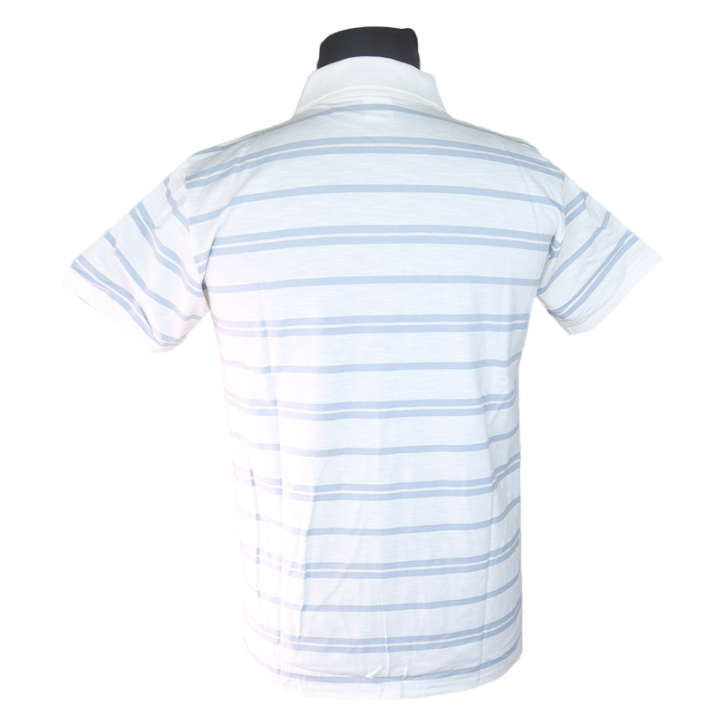 Men Shirt Casual Men’s Polo T-Shirt – White and Grey Stripe Pattern with Embroidery. Fabric Provides Comfort, Suitable For All-Day Wear, Whether You’re Hitting The Gym Or Enjoying A Weekend Gathering.