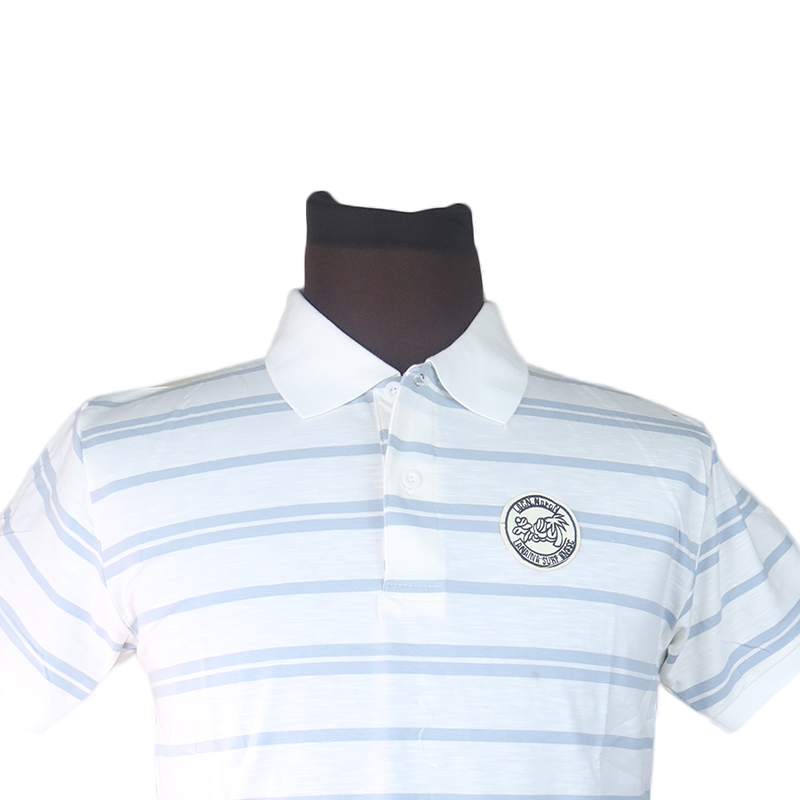 Men Shirt Casual Men’s Polo T-Shirt – White and Grey Stripe Pattern with Embroidery. Fabric Provides Comfort, Suitable For All-Day Wear, Whether You’re Hitting The Gym Or Enjoying A Weekend Gathering.