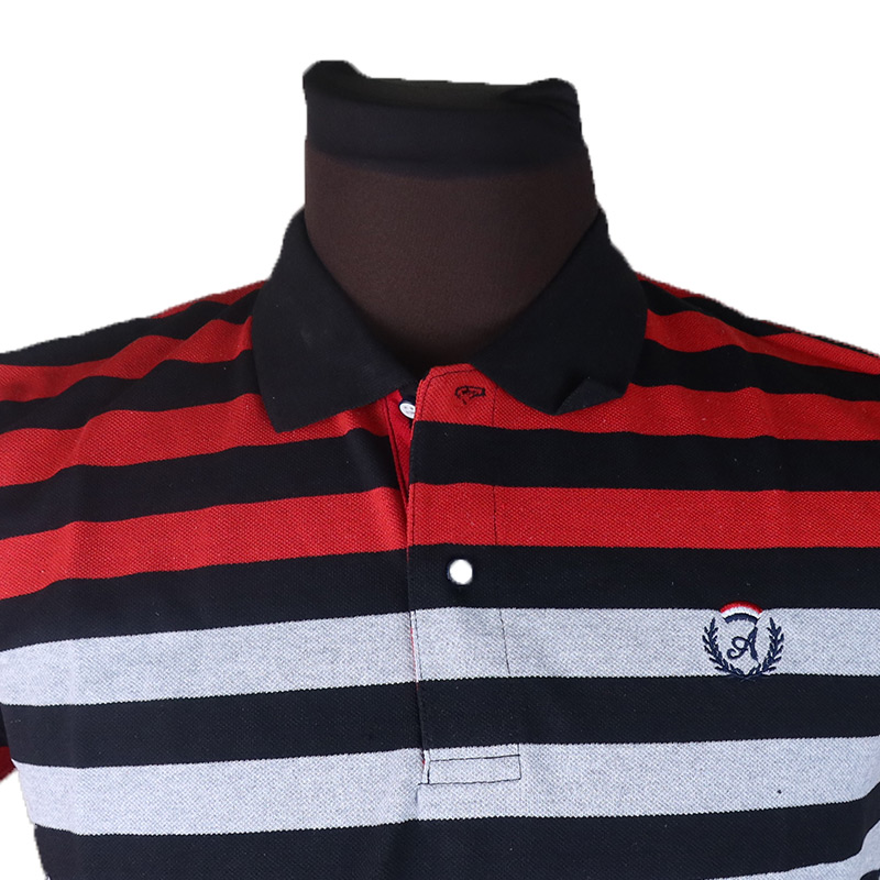 Men Shirt Wear Men Polo T-Shirts. Features Bold And Vibrant Horizontal Stripes In Red, Black, And White Ideal For Casual Outings, Sports Events, Or Relaxed Gatherings, It Pairs Perfectly With Jeans, S