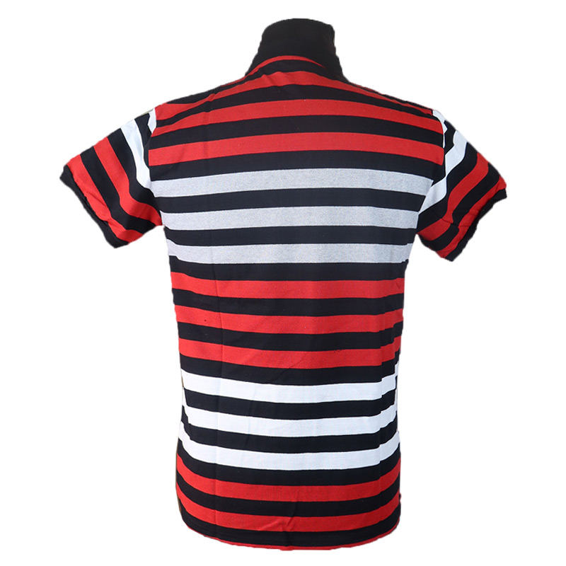 Men Shirt Wear Men Polo T-Shirts. Features Bold And Vibrant Horizontal Stripes In Red, Black, And White Ideal For Casual Outings, Sports Events, Or Relaxed Gatherings, It Pairs Perfectly With Jeans, S