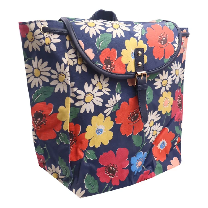 Fashion Classy Canvas Women Monkey Bags Travel Backpack Ladies Handbag And Bookbag Flat Bottom girl. Combines Functionality With Bold, Vibrant Style Featuring A Lively Multicolor Floral Print On A Nav
