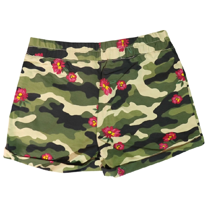Aidailu Kids Shorts For Girls Clothing Children Solid Cotton Pants 5-14 Years Leisure Girl's Short Layla Girls Dance Shorts, Gymnastics & Dancewear. Green Camo Pattern Is Adorned With Bright Pink Flow