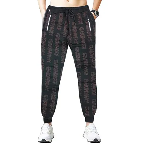 Men's Trousers Casual Men's sweatpants Sports Running Breathable Pants -Black