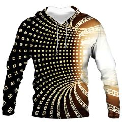 Fashion Men's Hoody Brown Casual 3D Printed Long Sleeved Hoodies Sweatshirt