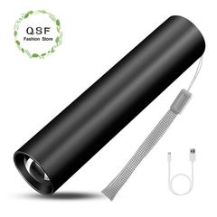 QSF LED Rechargeable Flashlights High Power and High Brightness Led Lights Strong Light Waterproof Long Shot Professional Portable Torch Light Super Small Durable Flashlight  Outdo Black 10W
