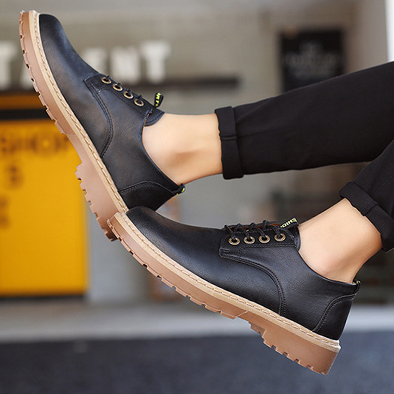 New style men's business casual shoes with fleece overalls and low-top warm shoes