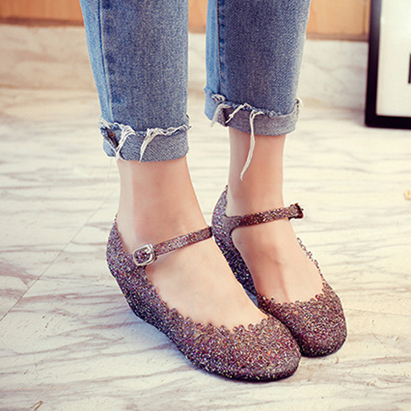 Sandals summer hollowed-out women&apos;s shoes crocs thick soles jelly shoes women&apos;s sandals