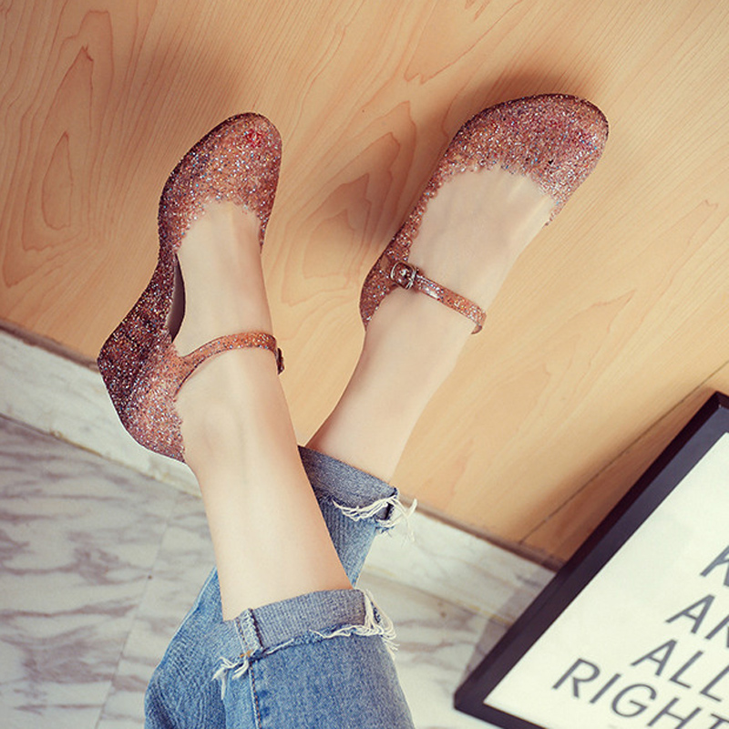 Sandals summer hollowed-out women&apos;s shoes crocs thick soles jelly shoes women&apos;s sandals