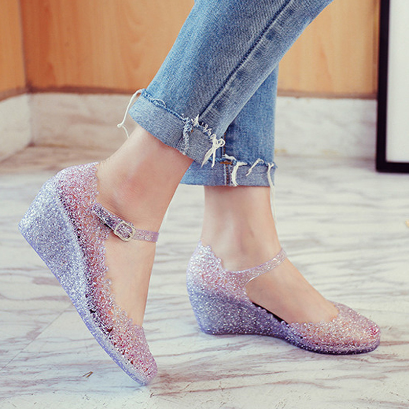 Sandals summer hollowed-out women&apos;s shoes crocs thick soles jelly shoes women&apos;s sandals