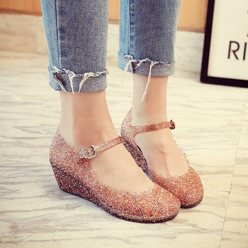 Sandals summer hollowed-out women&apos;s shoes crocs thick soles jelly shoes women&apos;s sandals