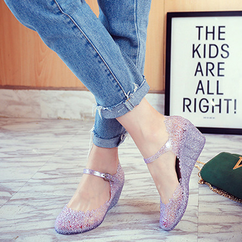 Sandals summer hollowed-out women&apos;s shoes crocs thick soles jelly shoes women&apos;s sandals